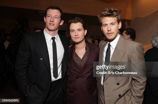 Callum Turner, Rafferty Law and Austin Butler celebrate the premiere of the Apple TV+ “Masters of the Air” at Avra in Beverly Hills on January 10,...