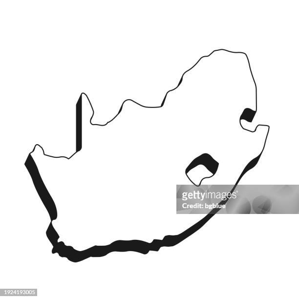 stockillustraties, clipart, cartoons en iconen met south africa map with black outline and shadow on white background - kaapstad