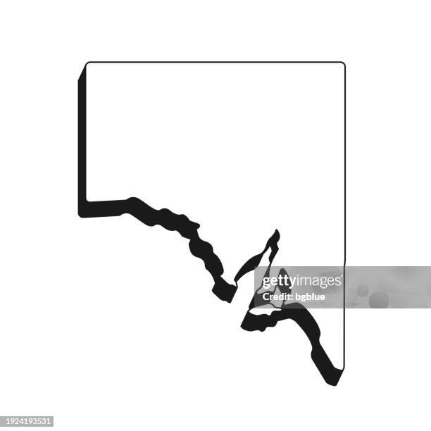 south australia map with black outline and shadow on white background - adelaide map stock illustrations