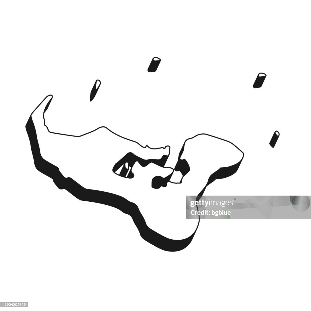 Tonga map with black outline and shadow on white background