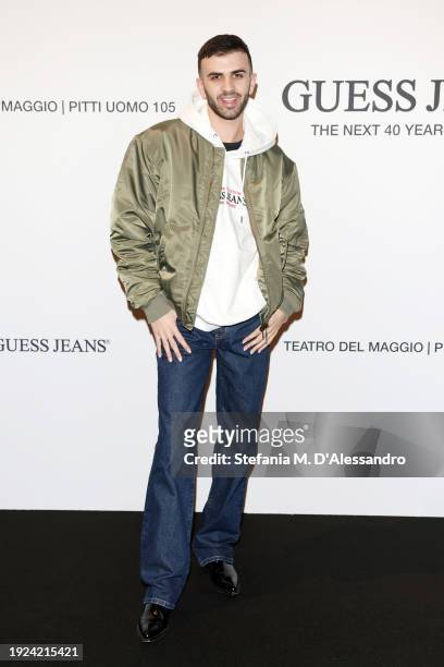 Sasy Cacciatore attends the GUESS JEANS "The Next 40 Years Of Denim" launch dinner at Teatro Del Maggio on January 09, 2024 in Florence, Italy.