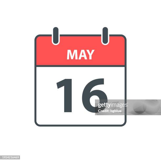 may 16 - daily calendar icon in flat design style on white background - may 16 stock illustrations