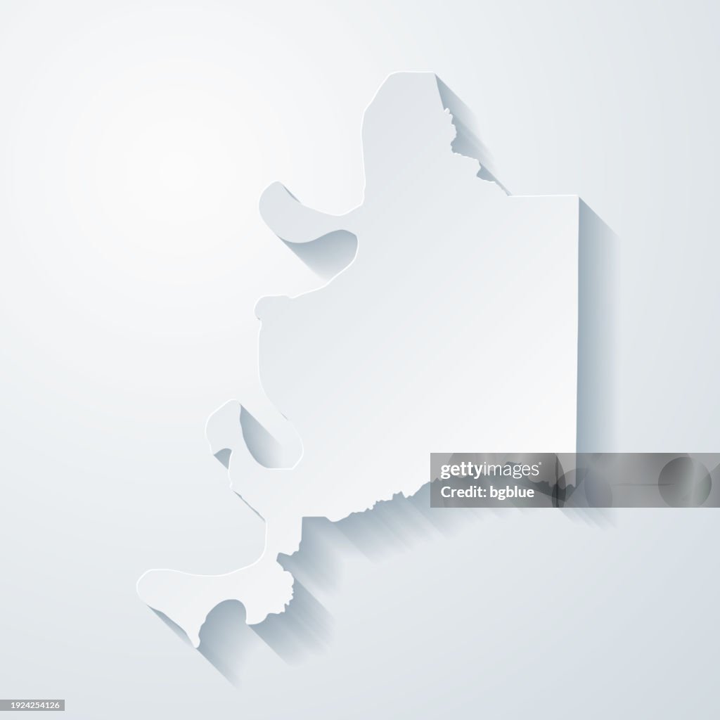 Adams County, Mississippi. Map with paper cut effect on blank background