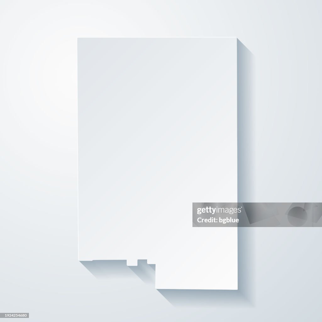 Duval County, Texas. Map with paper cut effect on blank background