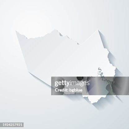 Harris County, Texas. Map with paper cut effect on blank background Harris County, Texas. Map with paper cut effect on blank background