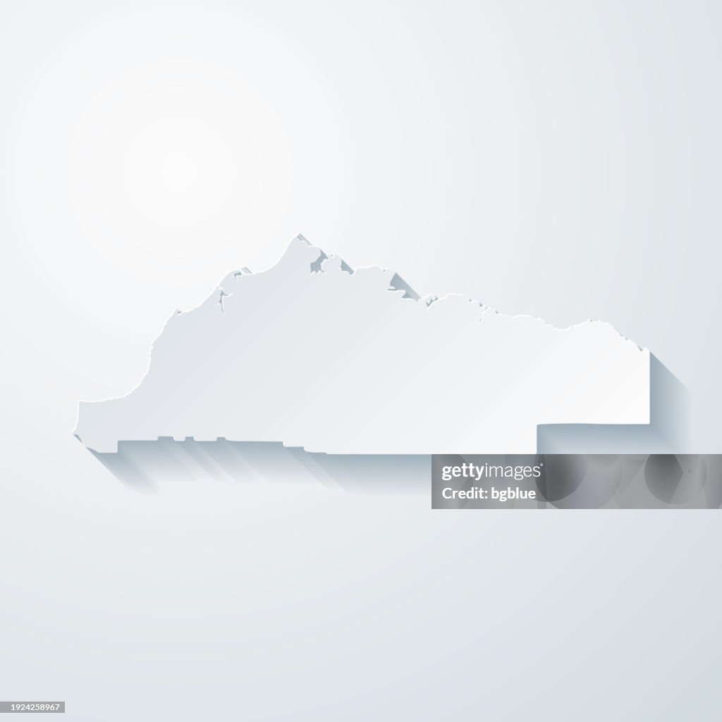 North Slope, Alaska. Map with paper cut effect on blank background