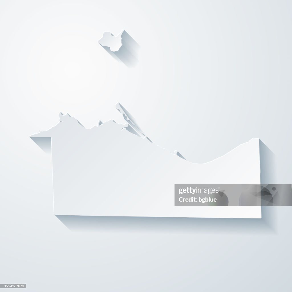 Erie County, Ohio. Map with paper cut effect on blank background