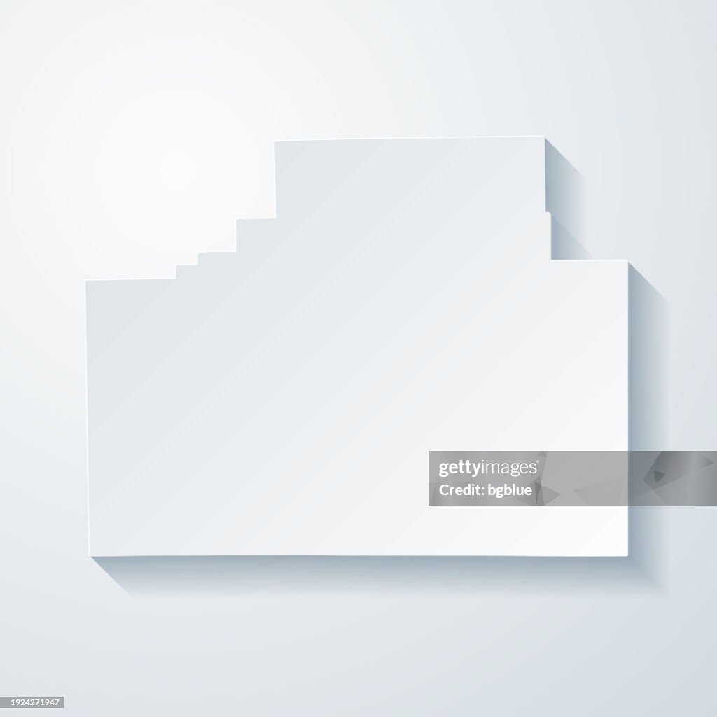 McLean County, Illinois. Map with paper cut effect on blank background