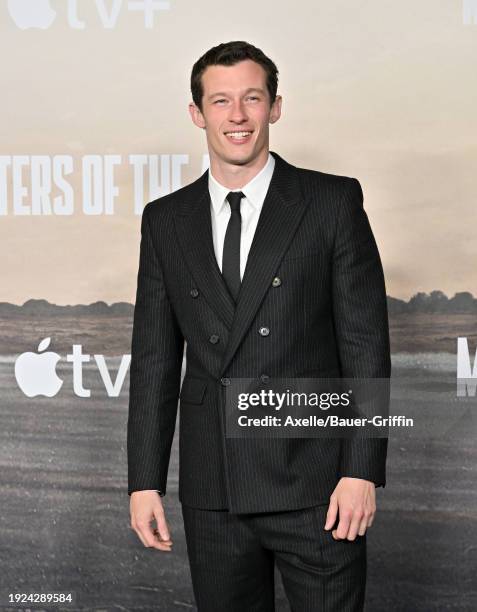 Callum Turner attends the World Premiere of Apple TV+'s "Masters of the Air" at Regency Village Theatre on January 10, 2024 in Los Angeles,...