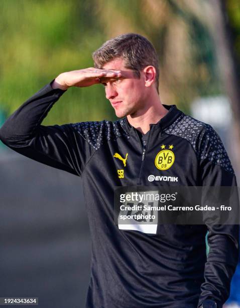 Assistant Coach Sven Bender of Borussia Dortmund looks on during the friendly match between Borussia Dortmund and AZ Alkmaar on January 6, 2024 in...