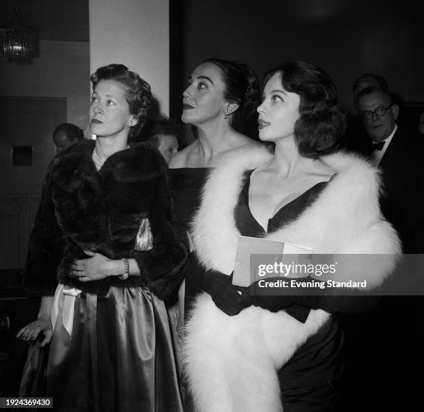 Elizabeth Hope, Baroness Glendevon , American singer Blanche Thebom and French actress Leslie Caron attending an event, May 29th 1957.