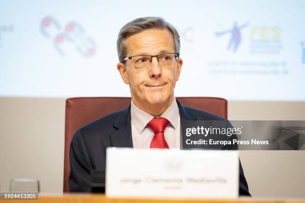 The Dean of the Faculty of Information Sciences of the Complutense University, Jorge Clemente Mediavilla, during the inauguration of the round table...