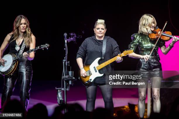 Left to right Emily Strayer, Natalie Maines and Martie Maguire of The Chicks perform on stage at Ziggo Dome on June 23, 2023 in Amsterdam,...