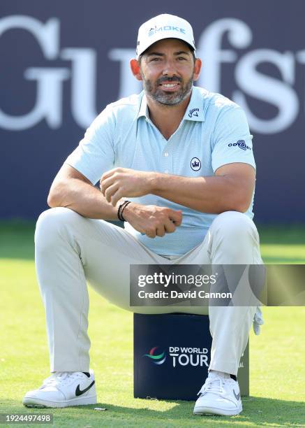 Pablo Larrazabal of Spain waits toplay his tee shot on the third hole on Day One of the Dubai Invitational at Dubai Creek Golf and Yacht Club on...