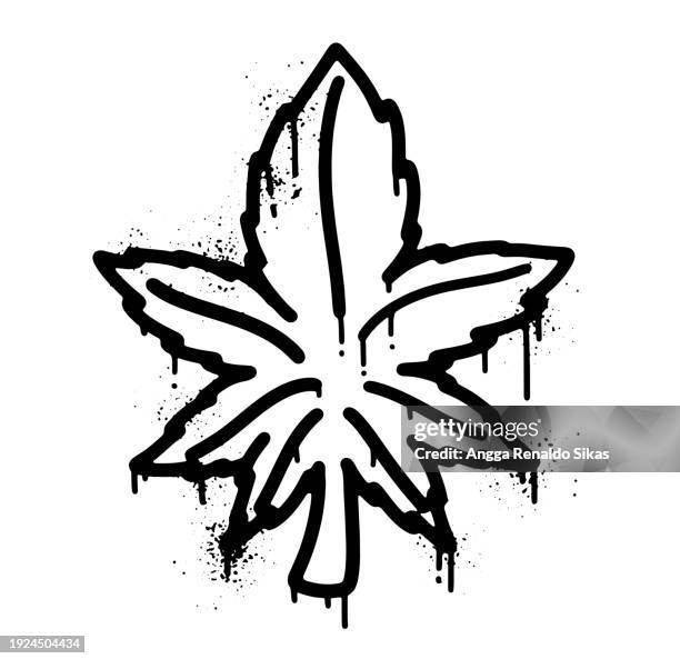 cannabis schwarze sprühfarbe graffiti airbrush - krümel stock-grafiken, -clipart, -cartoons und -symbole