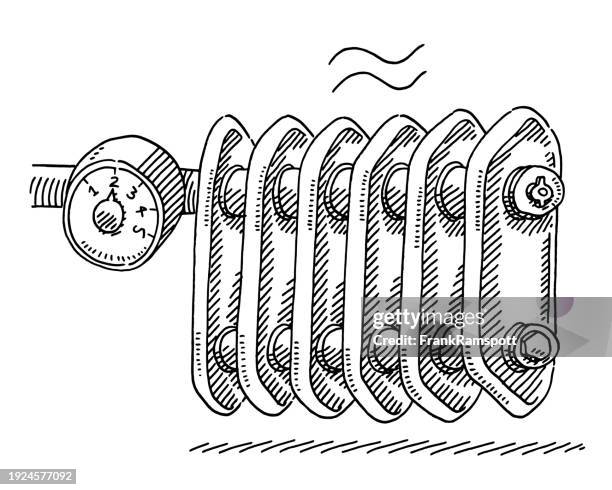 ilustraciones, imágenes clip art, dibujos animados e iconos de stock de dibujo del elemento calefactor - materiales de calefacción