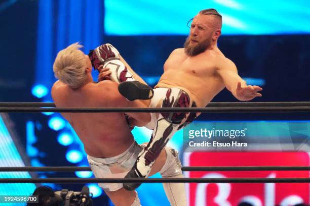 Bryan Danielson takes on Kazuchika Okada during the New Japan Pro-Wrestling～Wrestle Kingdom 18 in Tokyo Dome on January 04, 2024 in Tokyo, Japan.
