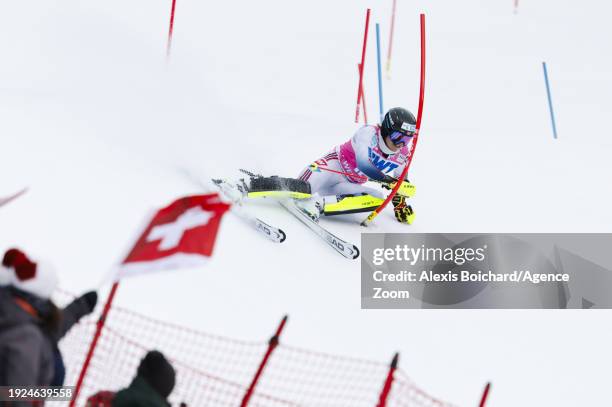 Atle Lie Mcgrath of Team Norway in action during the Audi FIS Alpine Ski World Cup Men's Slalom on January 14, 2024 in Wengen, Switzerland.