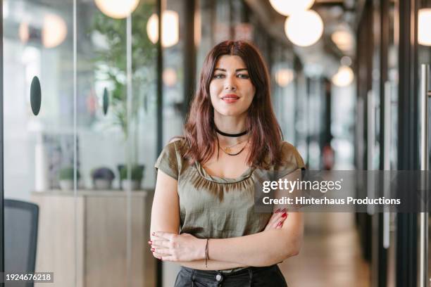 portrait of young office worker with choker neckalce - short necklace stock pictures, royalty-free photos & images