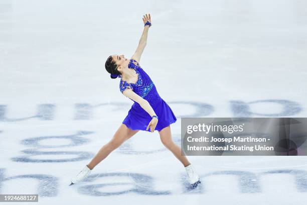 Mia Risa Gomez of Norway competes in the Women's Short Program during the ISU European Figure Skating Championships at Zalgirio Arena on January 11,...