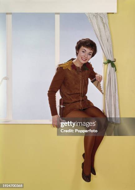 English actress Anne Heywood posed in stage costume as Peter Pan, London, 30th December 1961. Anne Heywood is currently playing the role of Peter Pan...