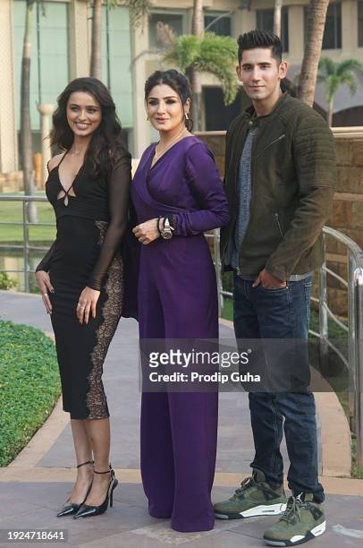 Namrata Sheth, Raveena Tandon and Varun Sood attend the 'Karmma Calling' Disney+ Hotstar web series photocall on January 11, 2024 in Mumbai, India.