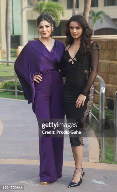 Raveena Tandon and Namrata Sheth attend the 'Karmma Calling' Disney+ Hotstar web series photocall on January 11, 2024 in Mumbai, India.