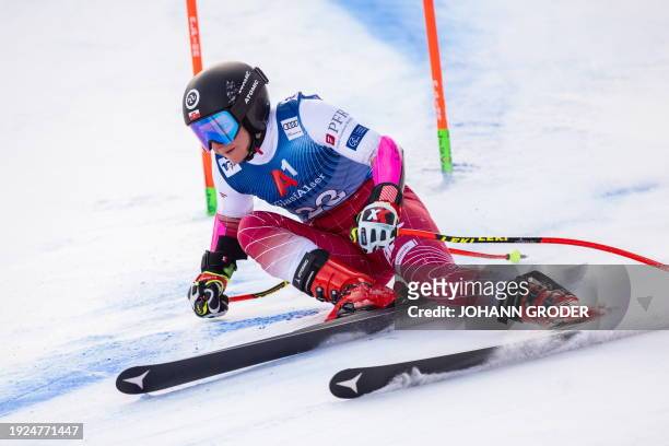 Maryna Gasienica-Daniel of Poland competes in the women's Super G event of the FIS Alpine Skiing World Cup in Altenmarkt-Zauchensee, Austria on...