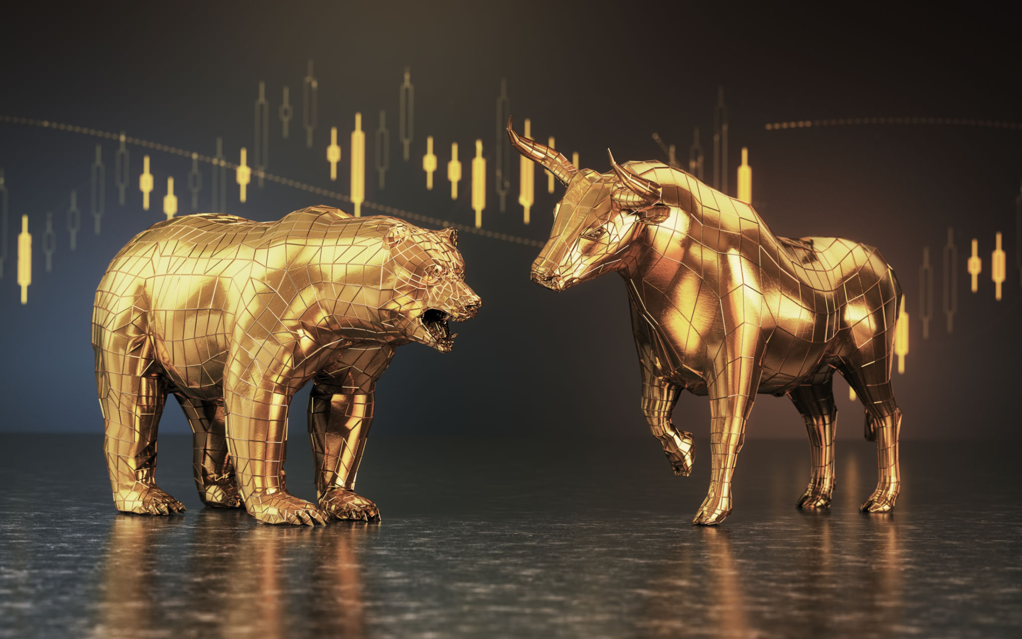 Bull & Bear Market Concept on Financial Chart Bull & Bear Market Concept on Financial Chart