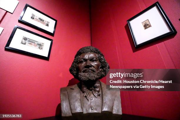 Bronze bust of Frederick Douglas by Tina Allen is shown in The Kinsey African American Art & History Collection at Holocaust Museum Houston on...