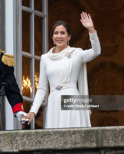 King Frederik X of Denmark and Queen Mary of Denmark after their proclamation at Christiansborg Palace on January 14, 2024 in Copenhagen, Denmark....