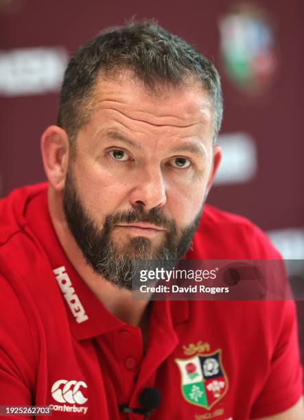 Andy Farrell, Head Coach of the British & Irish Lions looks on during the British & Irish Lions Head Coach Announcement for the 2025 Tour to...