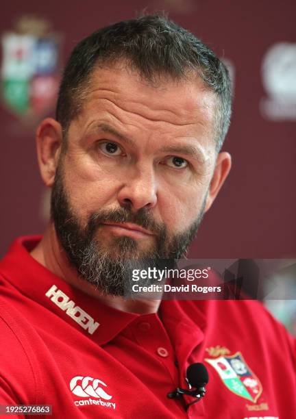 Andy Farrell, Head Coach of the British & Irish Lions looks on during the British & Irish Lions Head Coach Announcement for the 2025 Tour to...