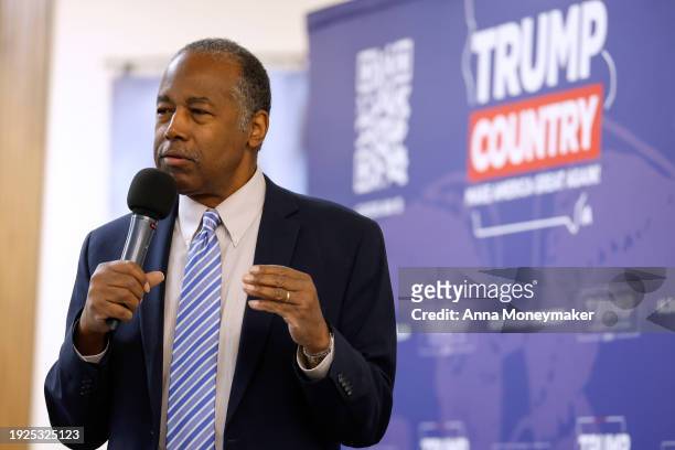 Former HUD Secretary Ben Carson campaigns for Republican presidential candidate former U.S. President Donald Trump at the Grace Baptist Church on...