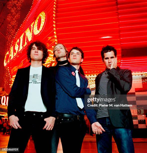 The Killers are photographed for NME magazine on December 3, 2003 in Las Vegas, Nevada.