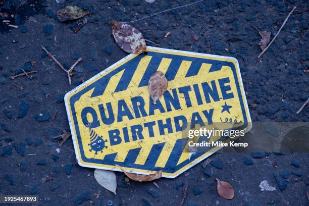 Quarantine Birthday joke birthday party sign which parodies the social distancing that occurred during the coronavirus / Covid-19 pandemic on 9th...