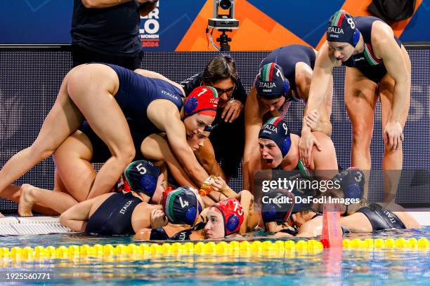 Head Coach Carlo Silipo of Italy during break time, Sofia Giustini of Italy, Silvia Avegno of Italy, Caterina Banchelli of Italy, Giulia Viacava of...