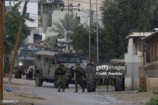 View of a street as Israeli forces raid the city of Jericho in West Bank on January 14, 2024. Israeli forces raided multiple parts of the city.