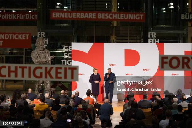 Co-Leaders of Berlin's Social Democratic Party , Franziska Giffey and Raed Saleh officially launch with other leading members of the German Social...