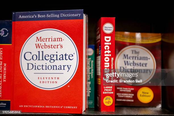 Merriam-Webster's dictionaries are displayed for sale at a Barnes & Noble store on January 11, 2024 in Austin, Texas. The Escambia county, Florida...