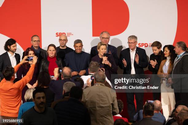 Co-Leaders of Berlin's Social Democratic Party , Franziska Giffey and Raed Saleh officially launch with other leading members of the German Social...