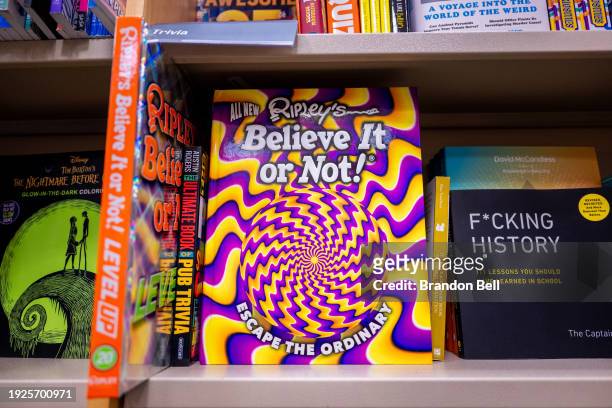 Ripley's Believe It or Not!' book is displayed for sale at a Barnes & Noble store on January 11, 2024 in Austin, Texas. The book is among several...
