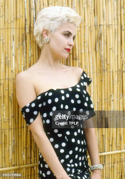 Portrait of American actress Sherilyn Fenn, Cannes, France, May 28, 1988. She was there to promote the film 'Two Moon Junction' .