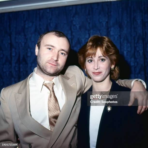 Portrait of couple, British Pop & Rock musician Phil Collins and American socialite Jill Collins , London, England, May 5, 1983.