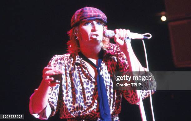 Photo of British Pop singer & Rock musician Rod Stewart performs onstage at the Olympia Grand Hall, London, England, December 28, 1978.