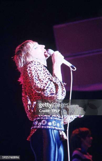 Photo of British Pop singer & Rock musician Rod Stewart performs onstage at the Olympia Grand Hall, London, England, December 28, 1978.