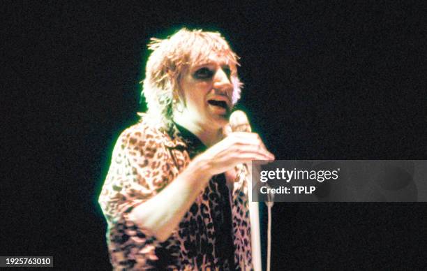 Photo of British Pop singer & Rock musician Rod Stewart performs onstage at the Olympia Grand Hall, London, England, December 28, 1978.