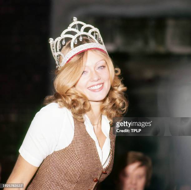 Portrait of Swedish beauty pageant contestant and Miss World 1977 Mary Stavin, London, England, November 18, 1977.