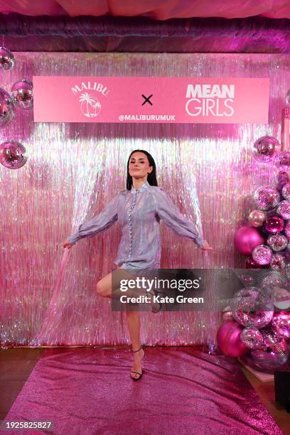 Amber Davies attends the special gala of Mean Girls, in collaboration with Malibu Strawberry on January 11, 2024 in London, England.