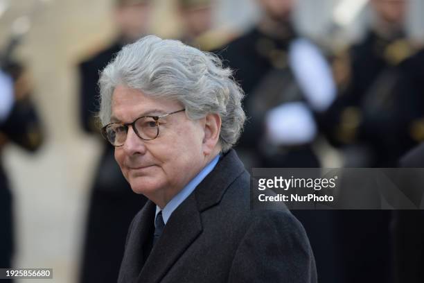 European Union Industry Commissioner Thierry Breton is arriving at the French Presidential Elysee Palace for a lunch following the national tribute...